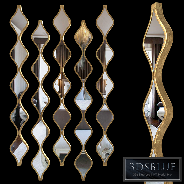 Single Gold Teardrop Panel Mirror