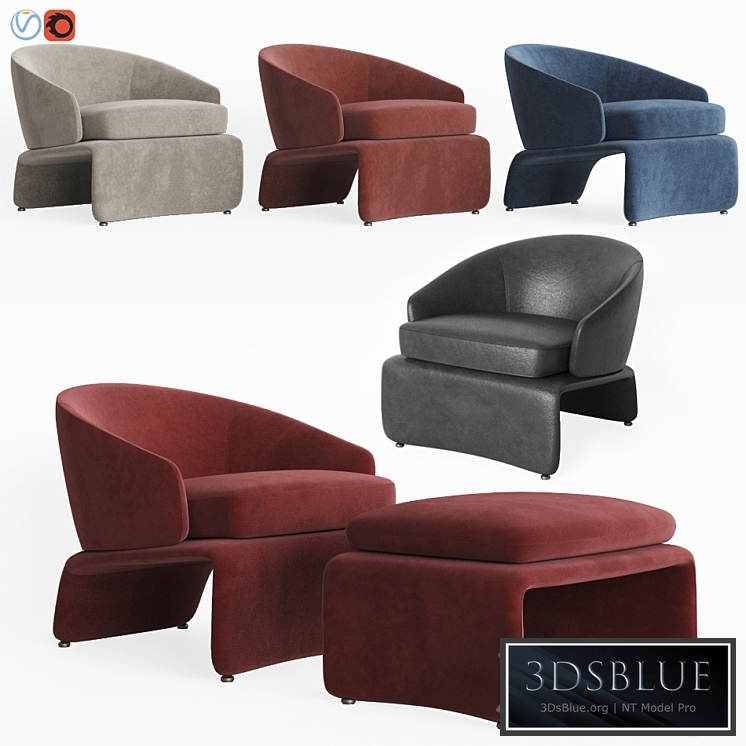 Halley Armchair & Ottoman Set Minotti