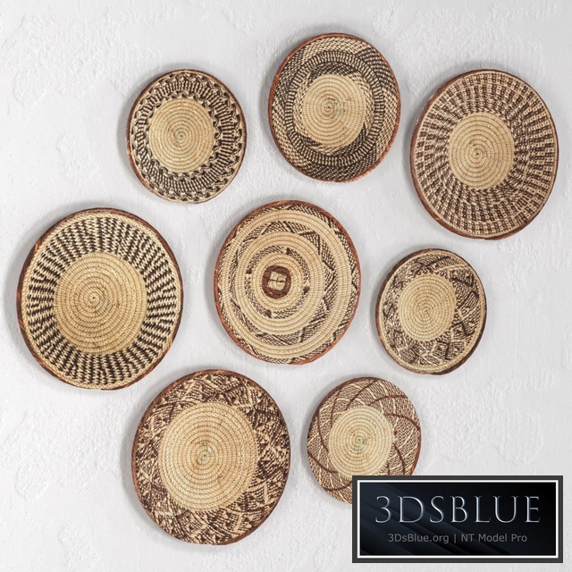 Wicker African wall baskets.