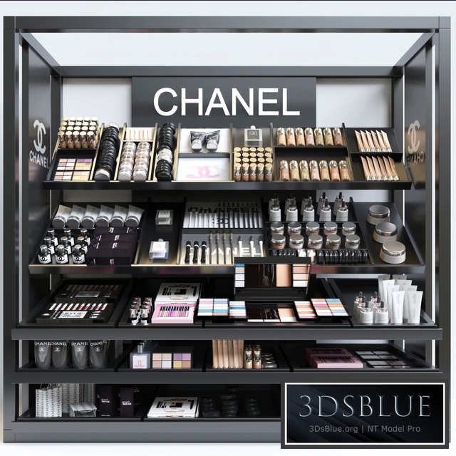 Showcase in duty free or beauty salons with professional cosmetics. Make-Up