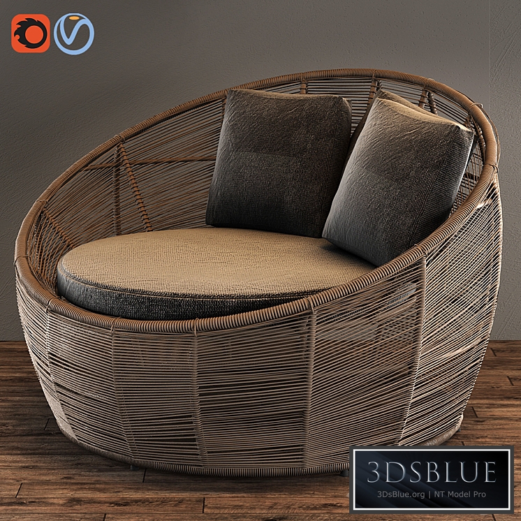 TAMARIN Round Gray Resin Wicker Garden Armchair