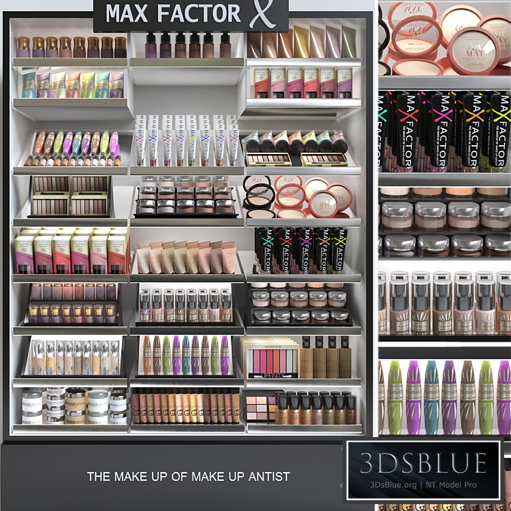 A set of professional cosmetics in a beauty salon or duty free 3