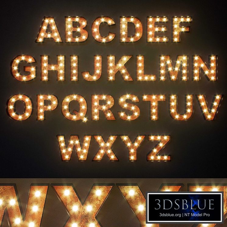 Lighted Metal sign. Set 12. Alphabet