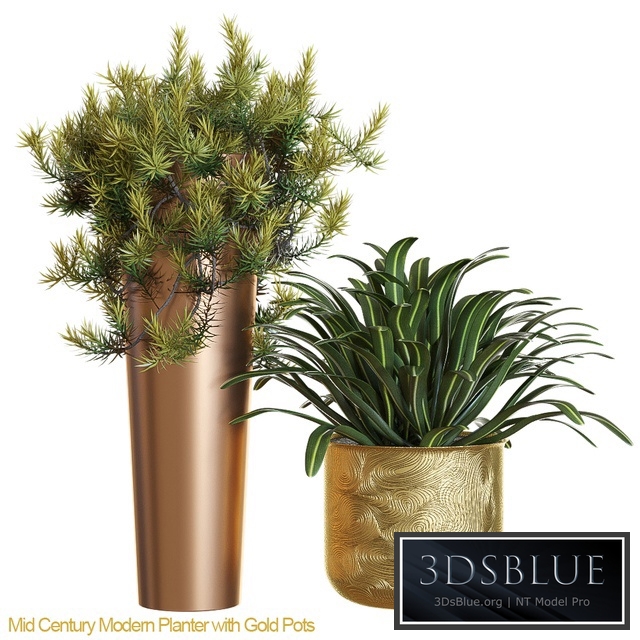 Mid century modern planter with gold