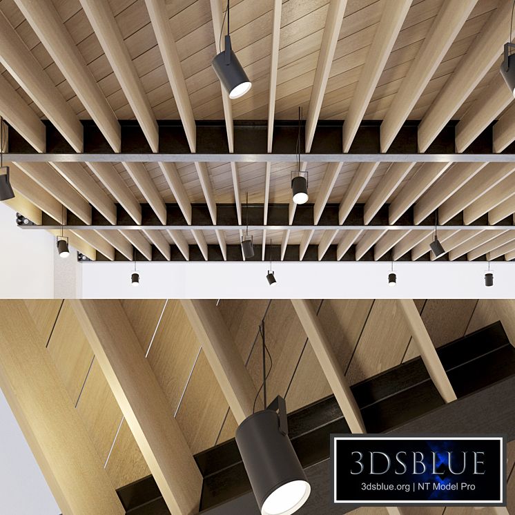 Wooden ceiling on metal beams. 24