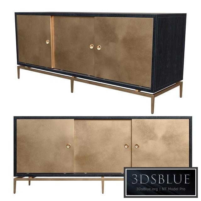 Dresser with metal sliding doors