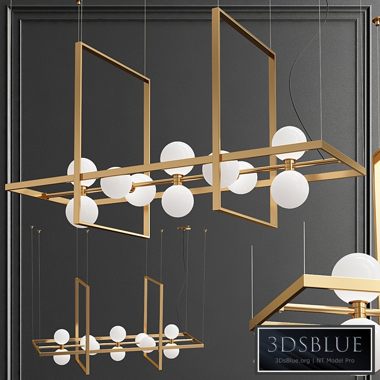 ModernRail Orb Rectangle Frame Chandelier