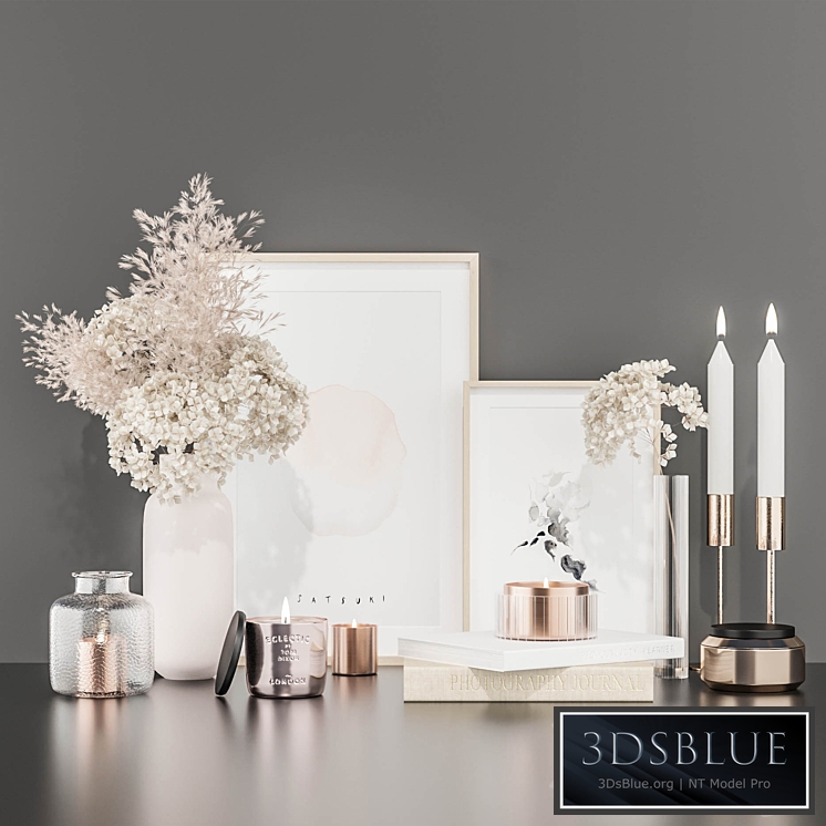 Decorative set with hydrangea and pampas grass