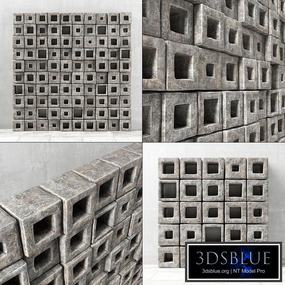 Panel stone cube hole / Panel of stone cubes with a hole