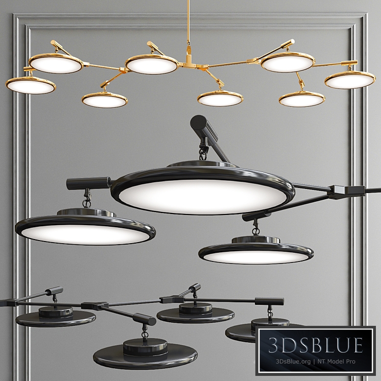 Suspension Light Disc - gold and black
