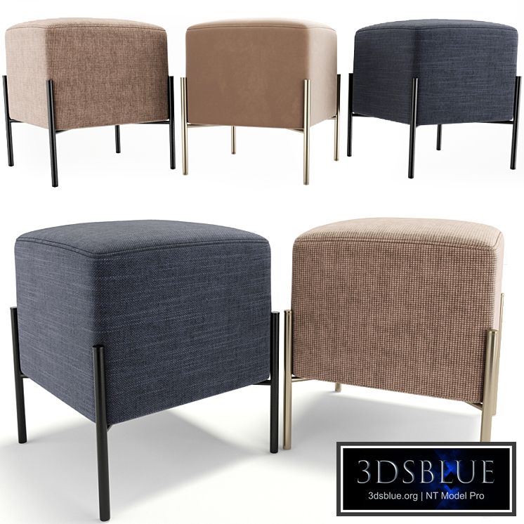 Square Black Velvet Modern Ottoman Footstool