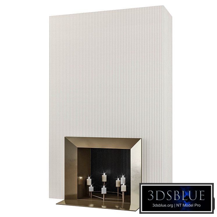 Retro fireplace with candles