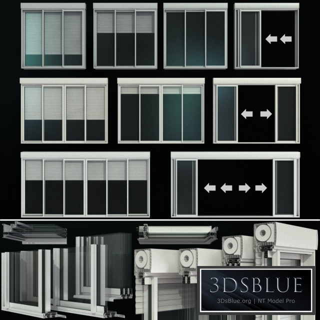 Sliding stained glass doors with roller shutters