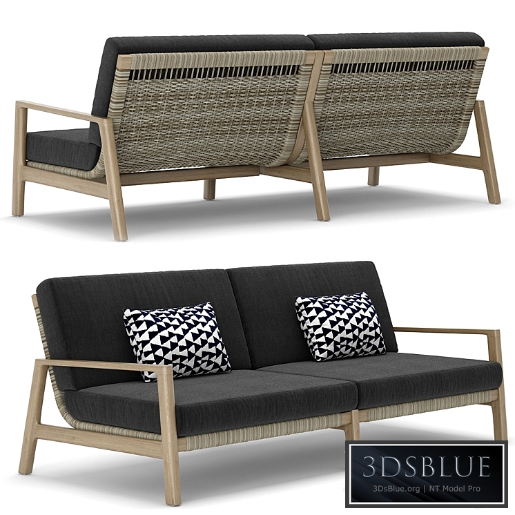 RH Outdoor Mesa teak sofa