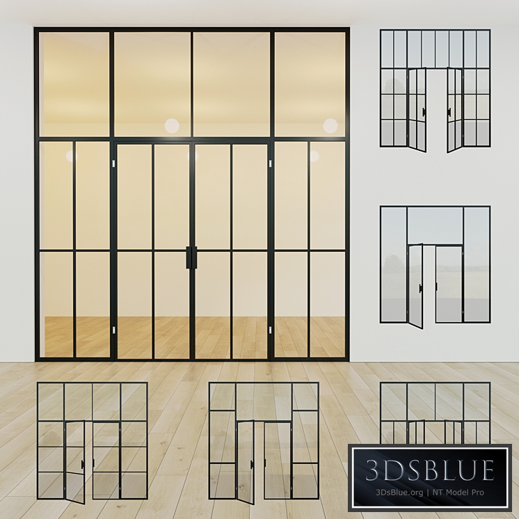 Glass partition. A door. 14