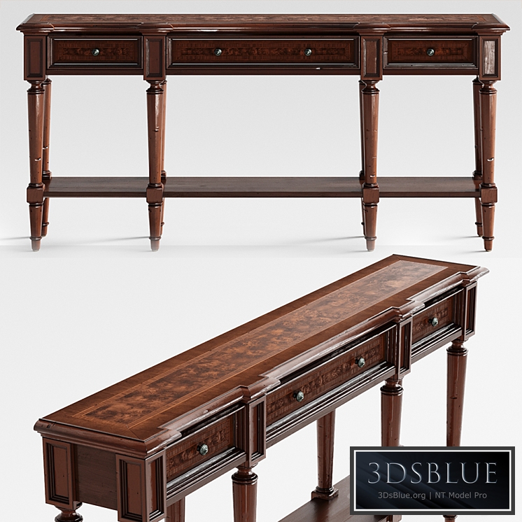 Hooker Furniture Living Room Grandover Three Drawer Console Table
