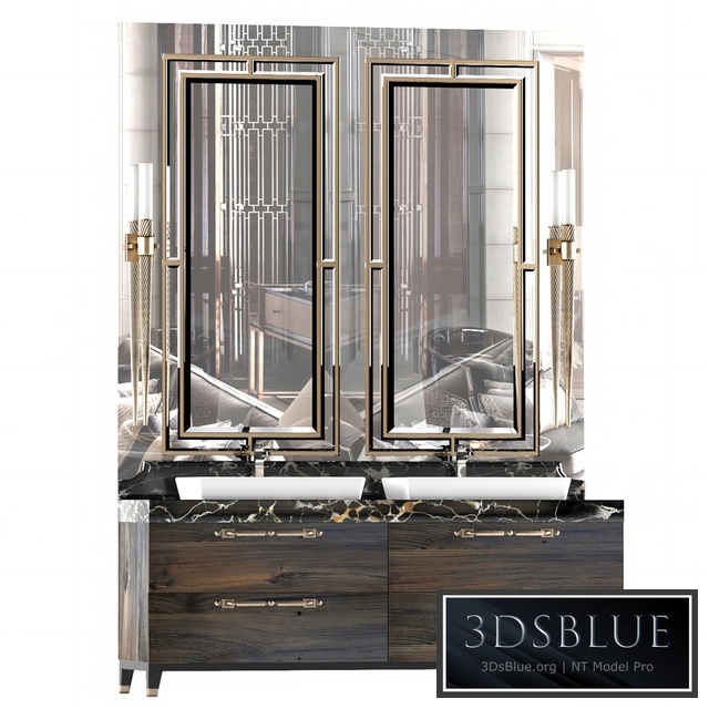 Furniture bathroom. Cabinet with two sinks.