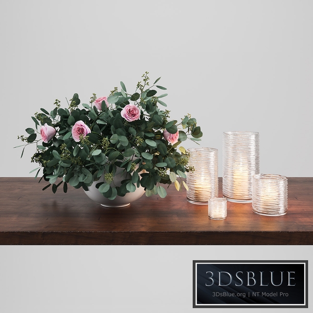 Vase with Eucalyptus and Roses
