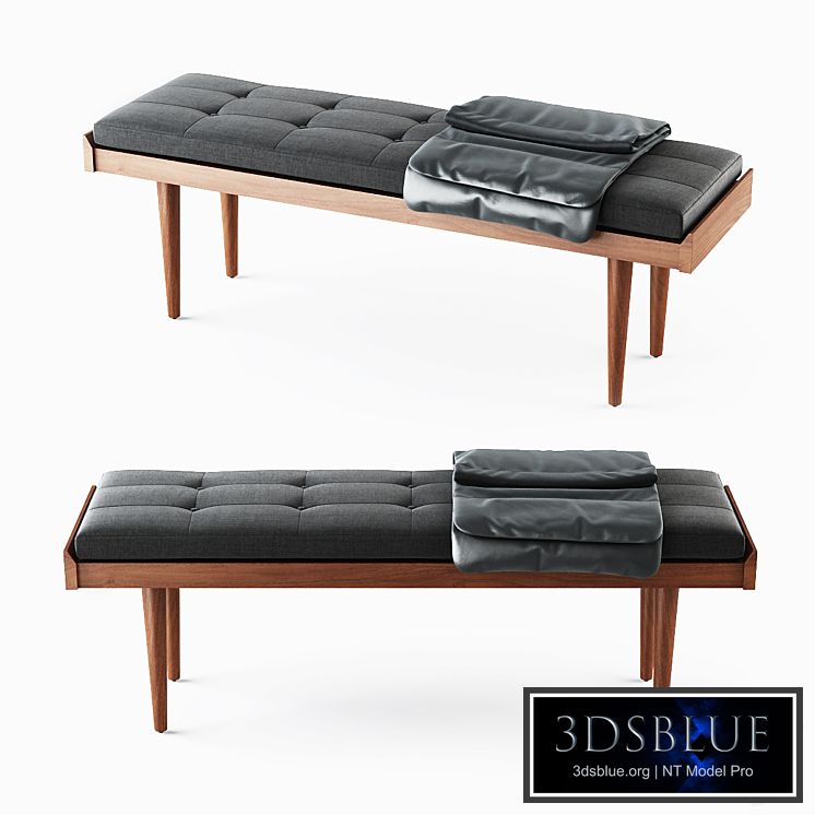 C & B Tate Slatted Bench with Cushion