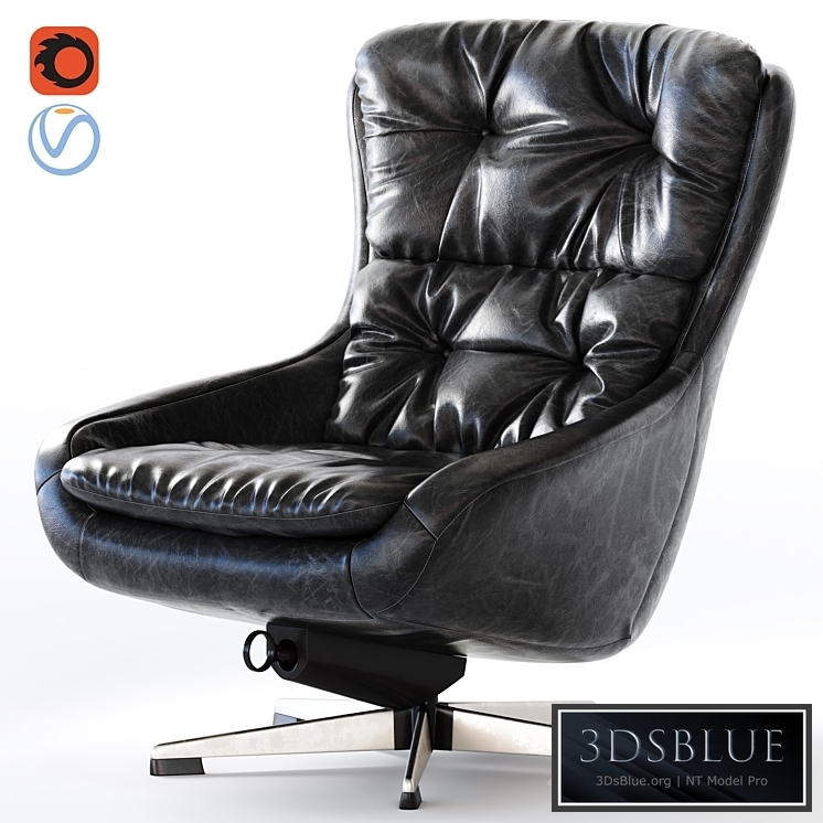 PEEM Finland_Black Leather Swivel Chair