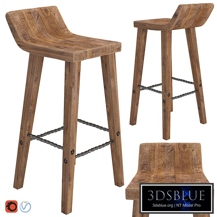 West elm Hewn Wood Bar Stool