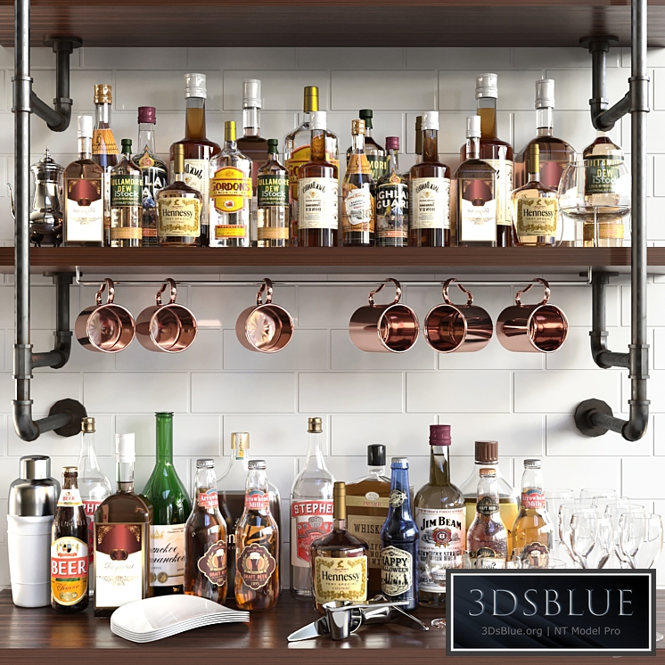 A collection of alcoholic drinks with a copper accent. Alcohol 15