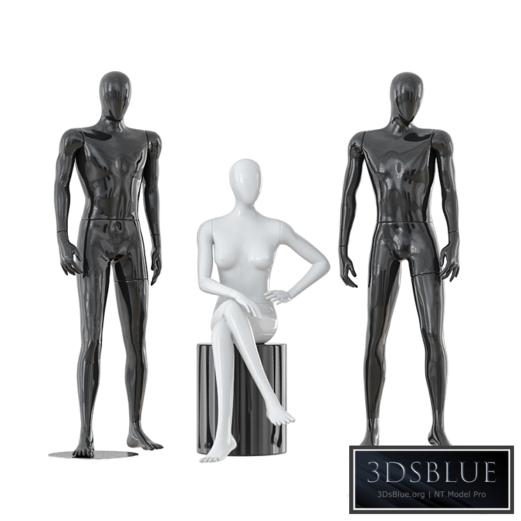 Two male and one female faceless mannequins 30
