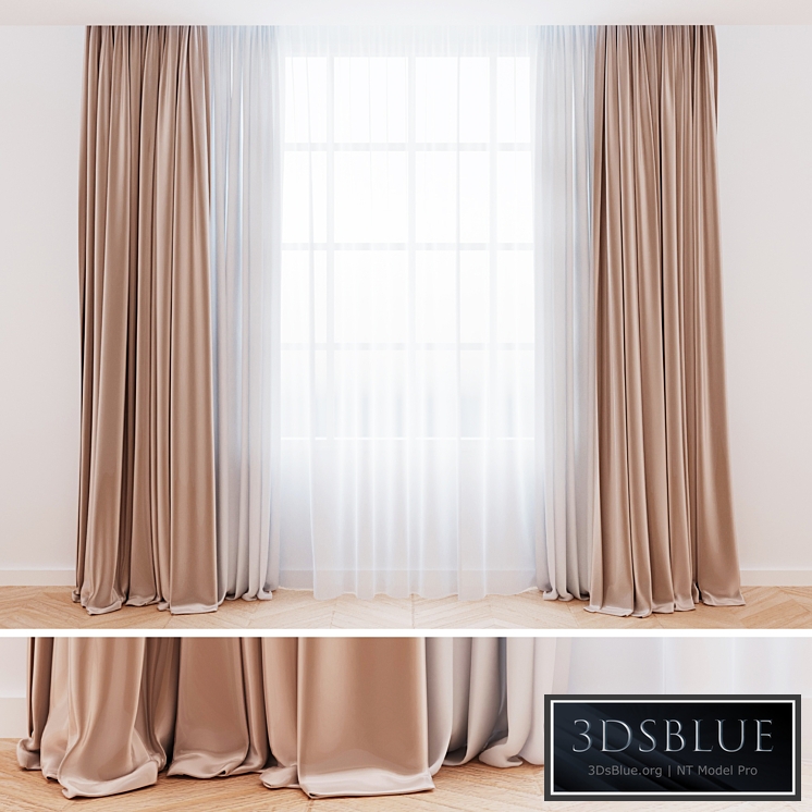 Curtains beige with tulle | Modern curtains