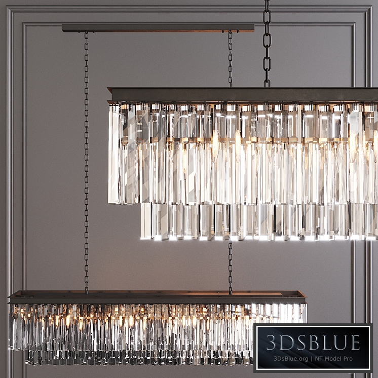 Restoration Hardware 1920S ODEON Clear Glaser FRINGE RECTANGULAR CHANDELIER 59 Black