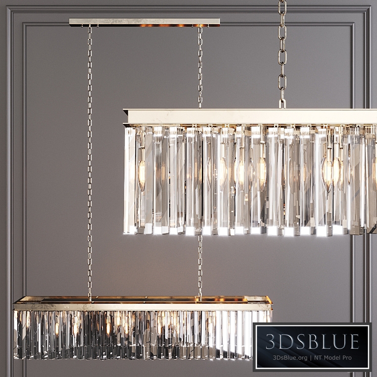 Restoration Hardware 1920S ODEON RHYS CLEAR GLASS PRISM RECTANGULAR CHANDELIER 49 Nickel