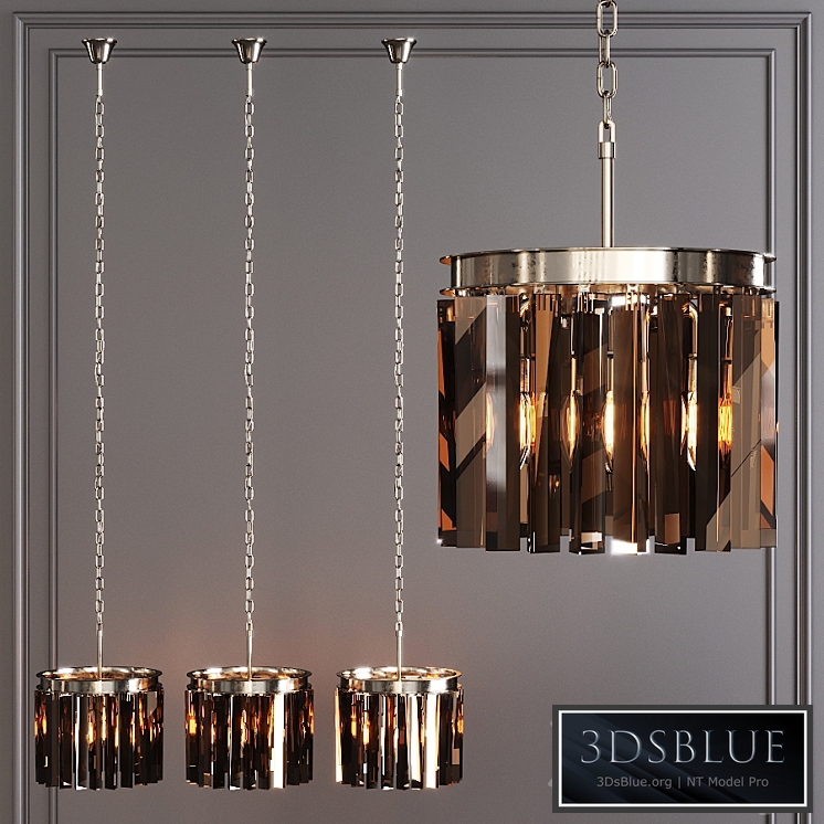 Restoration Hardware 1920S ODEON RHYS SMOKE GLASS PRISM ROUND CHANDELIER 12 Nickel