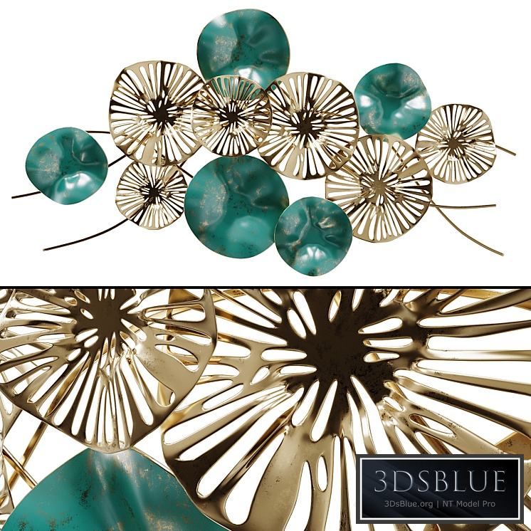 Wall Decor Flowers Golden-turquoise