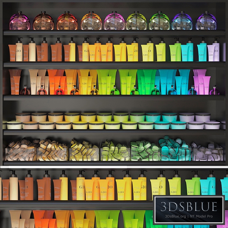 Set of multi-colored cosmetics. Beauty saloon
