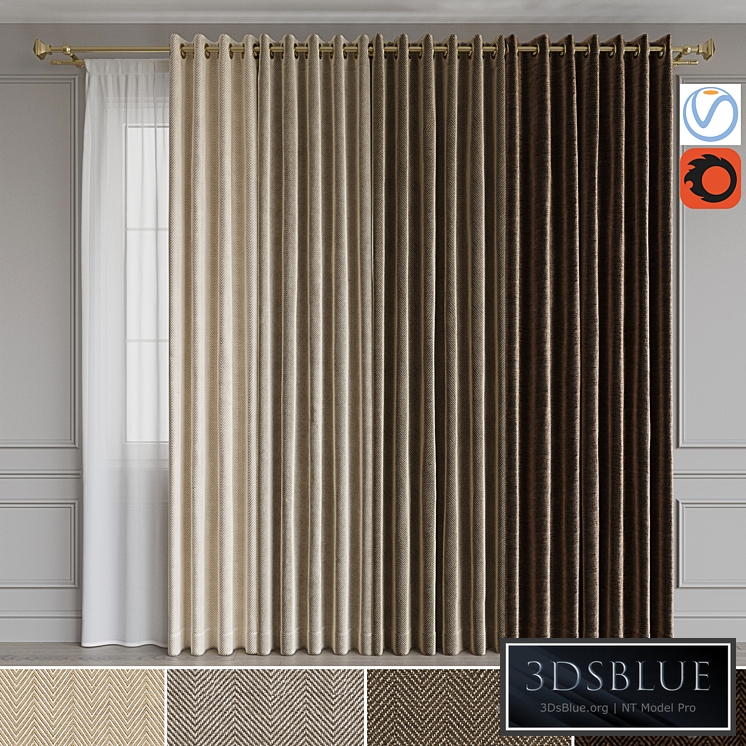 A set of curtains on the rings 15. Beige range
