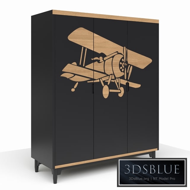 Three-folding wardrobe with Travel aircraft