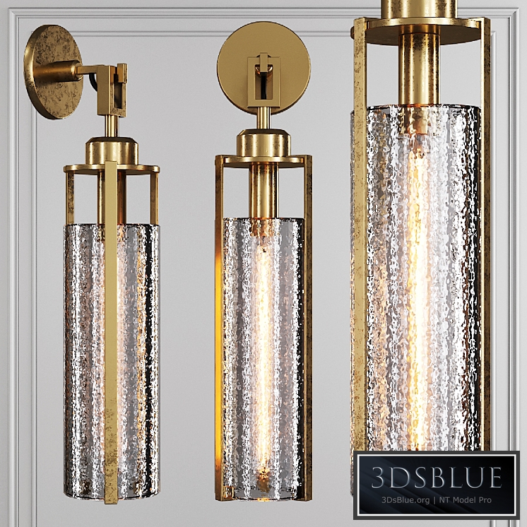 Restoration Hardware ARPEGE CAST GLASS CYLINDER SCONCE Brass