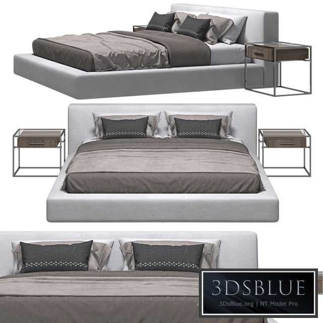 RH - Cloud Platform Slipcovered Bed And Kennan Bedside Table