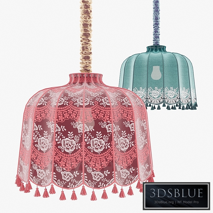 Fabric lampshade with tassels