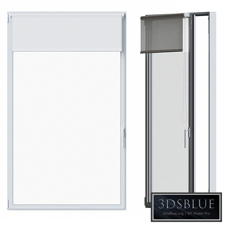 White window with roller blind