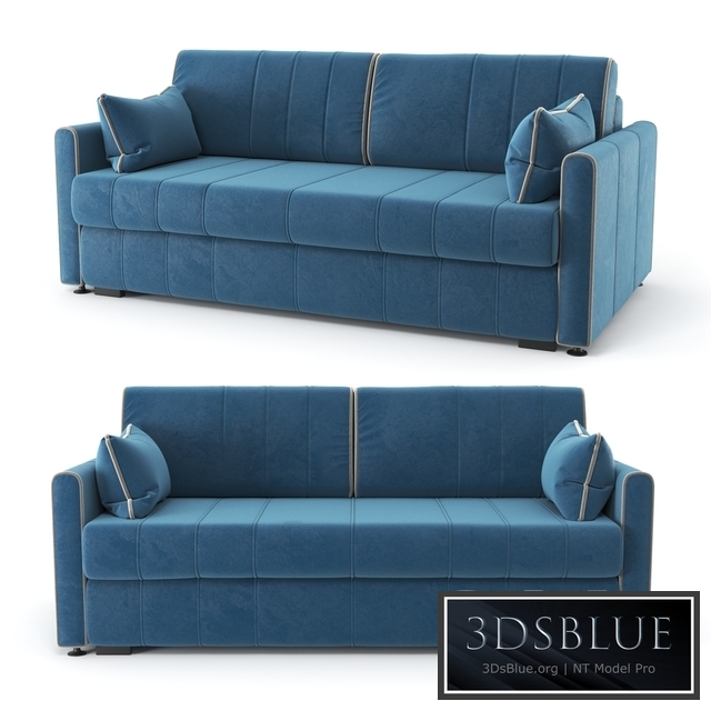 Straight, blue Rimmini sofa bed, velor