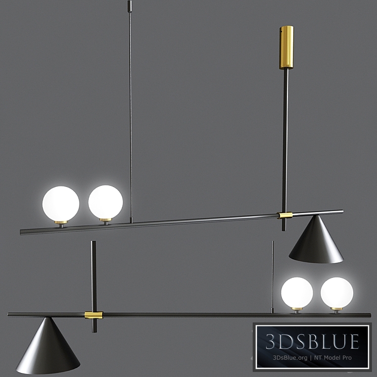 Mid Century Modern 3 Light Chandelier With Cone