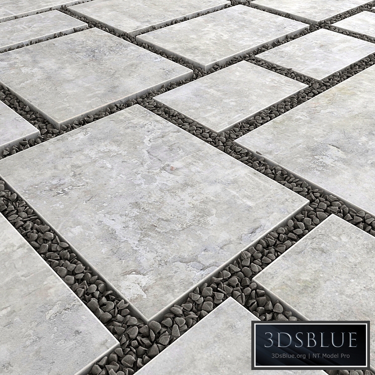 Square pebble / Square of slabs with pebbles