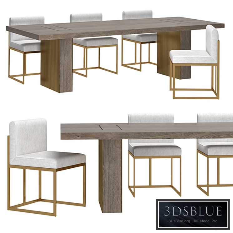 RH - Waxler Side Chair & Gage Rectangular Dining Table