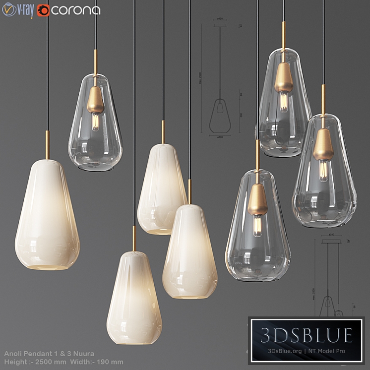 Anoli Pendat and Chandelier set