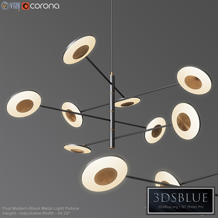 Post Modern Black Metal Light Fixture