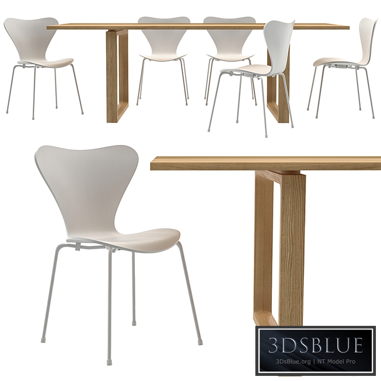 Essay Table and Series 7 Chairs by Fritz Hansen