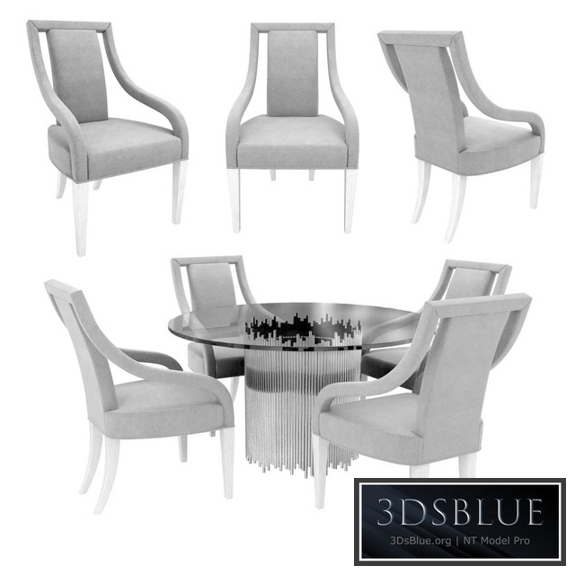 Bernhardt calista arm chair and round dining table 3d model