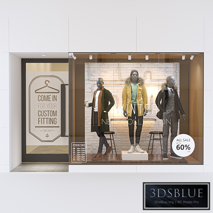 Shop front with male mannequin