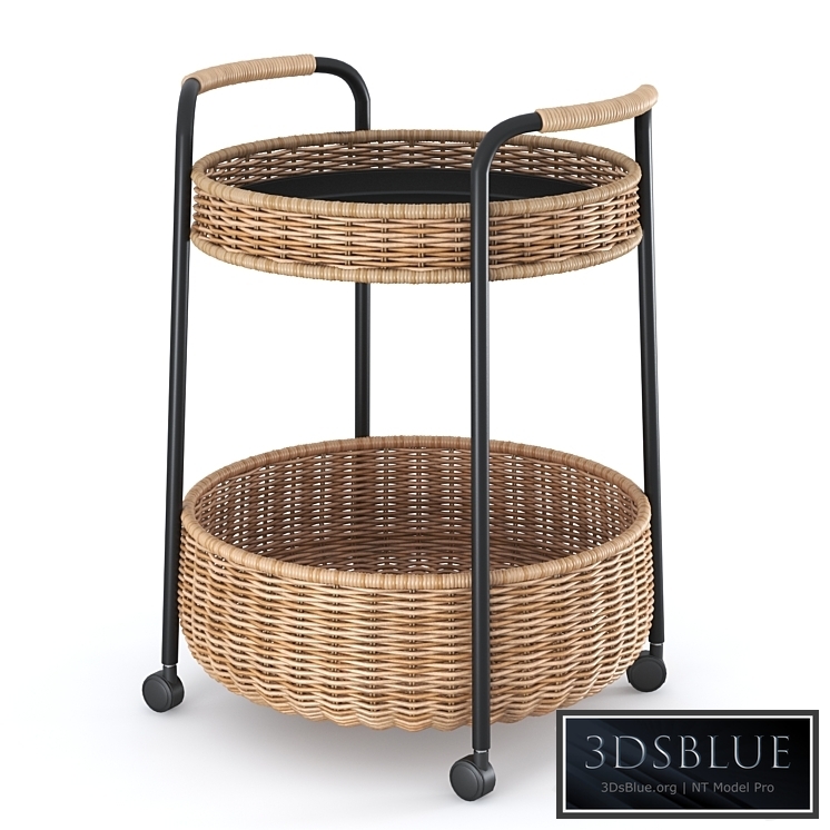 LUBBAN Little table on wheels with a box, rattan, anthracite from Ikea | LUBBAN Serving cart with storage, rattan, anthracite by Ikea