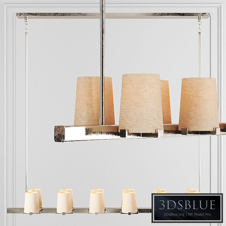 Restoration Hardware PAUILLAC LINEAR CHANDELIER 60 Fabric shade and Nickel